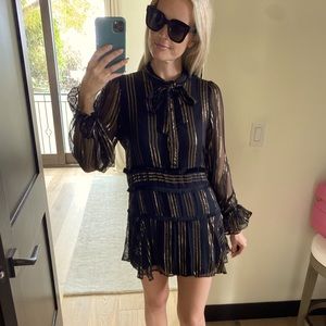 ISLA Black Gold Detail Dress Size S